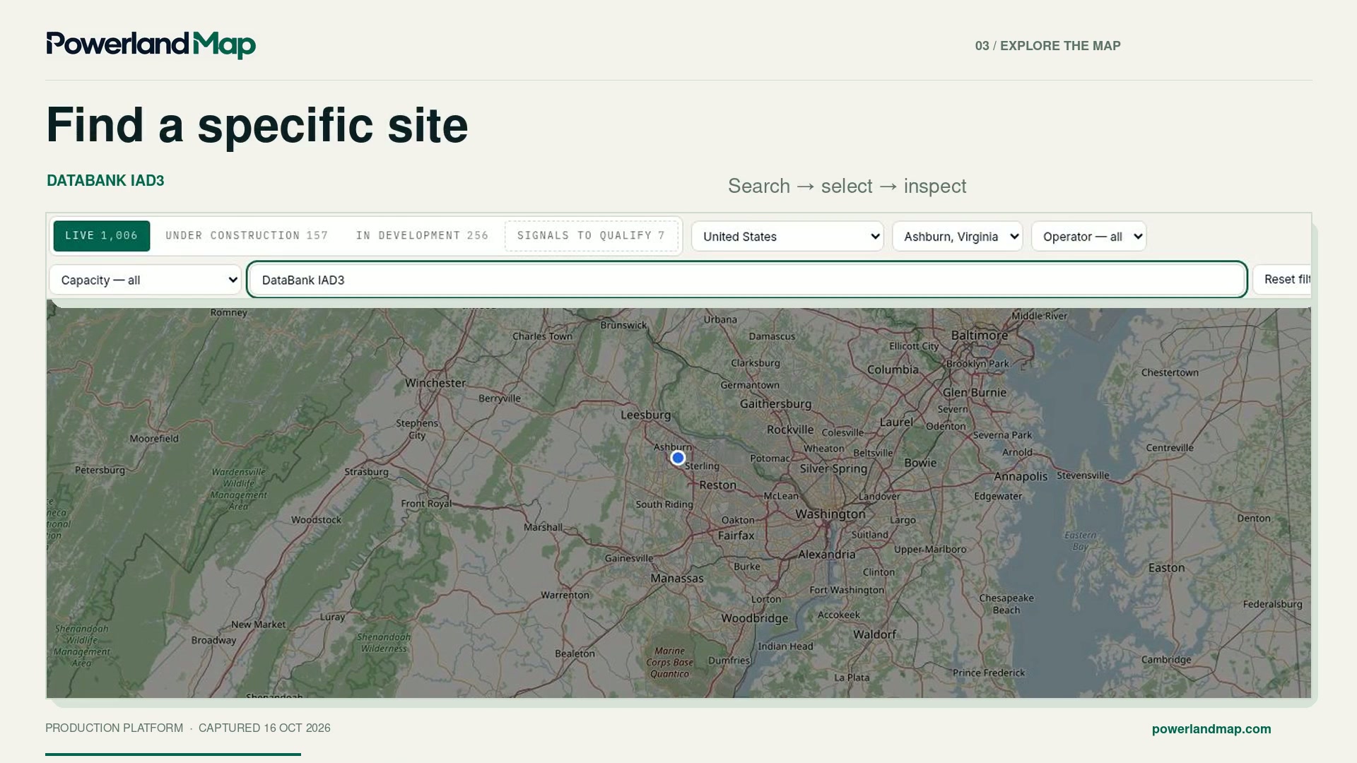 Compare Data Center Markets and Qualify Sites | Powerland Map