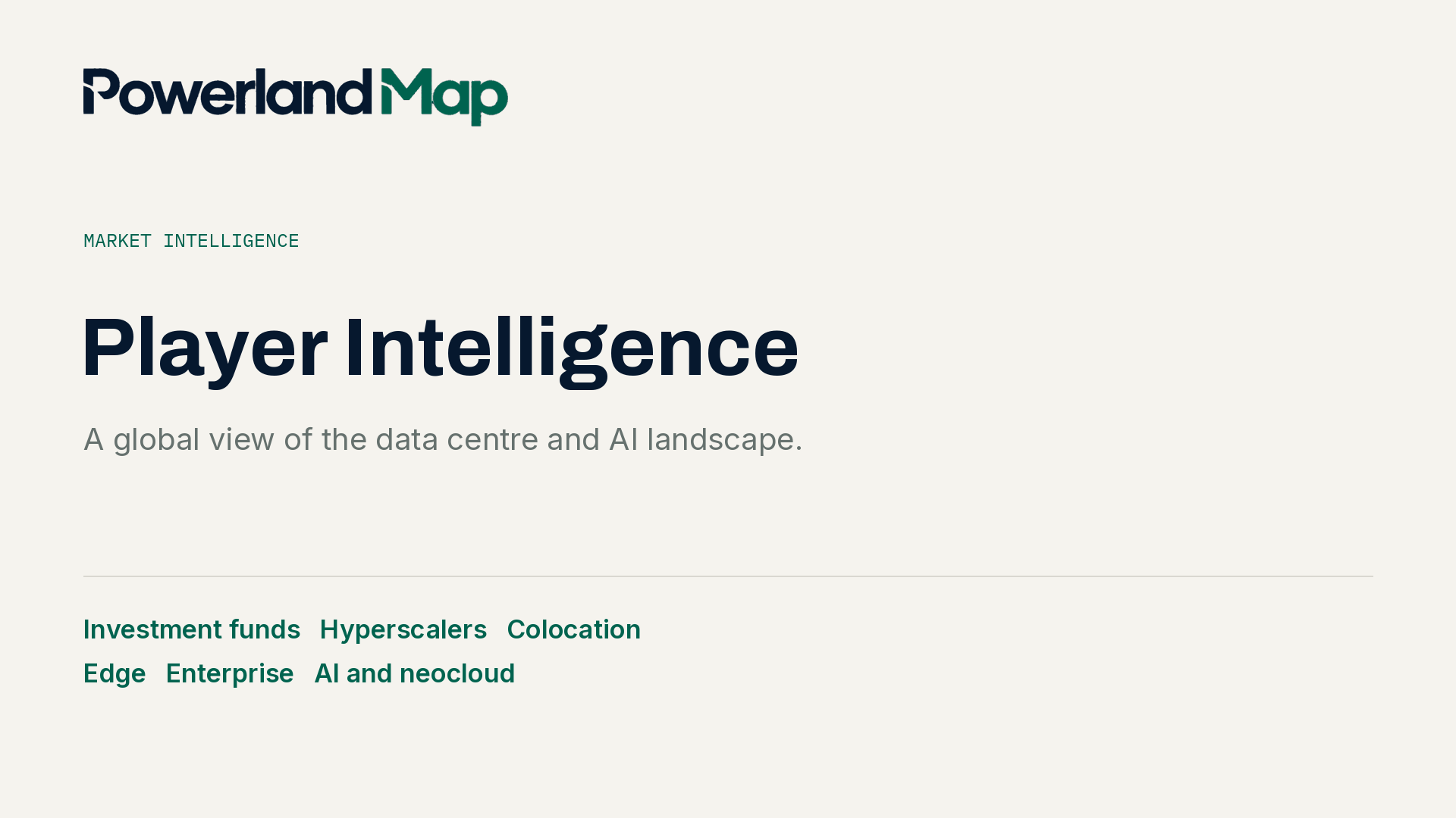 Introducing Player Intelligence for the global data center market
